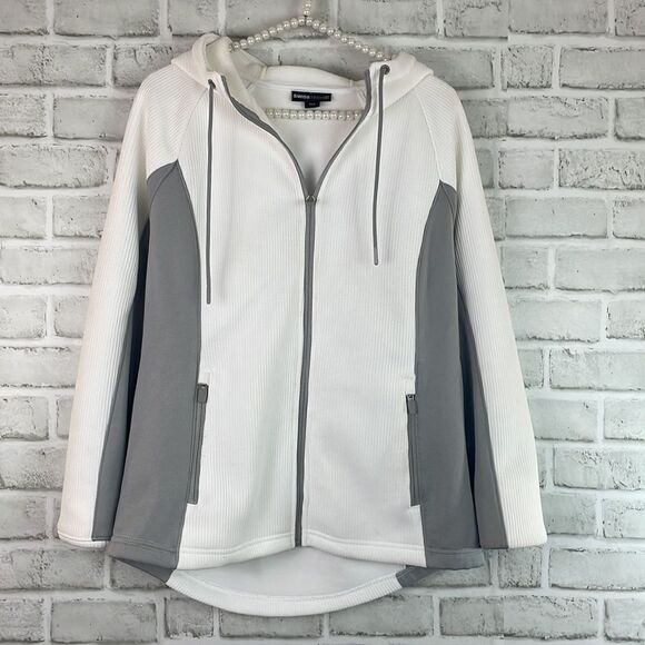 Swiss Tech Women’s Full Zip Jacket Hooded Arctic White Gray Size Medium - Picture 11 of 11